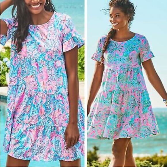 Lilly Pulitzer Jodee Swing Drewss in Shellobration Pink Size XXS - Picture 2 of 11